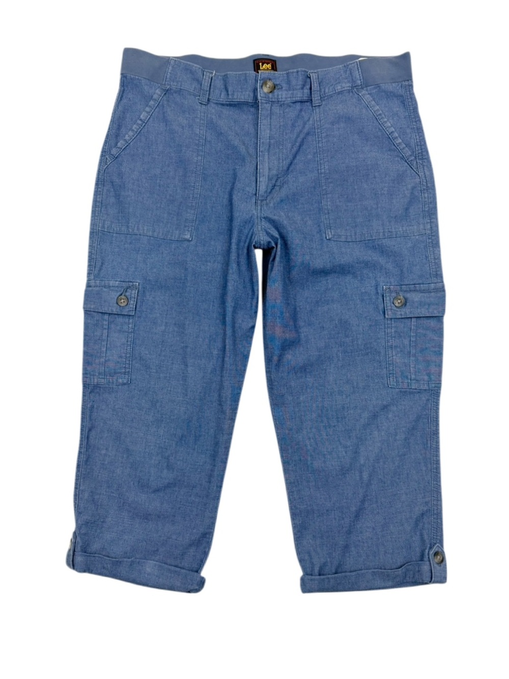 Lee Ultra Lux Comfort Flex To Go Cargo Capri Pants Blue Size 16 - Picture 3 of 8